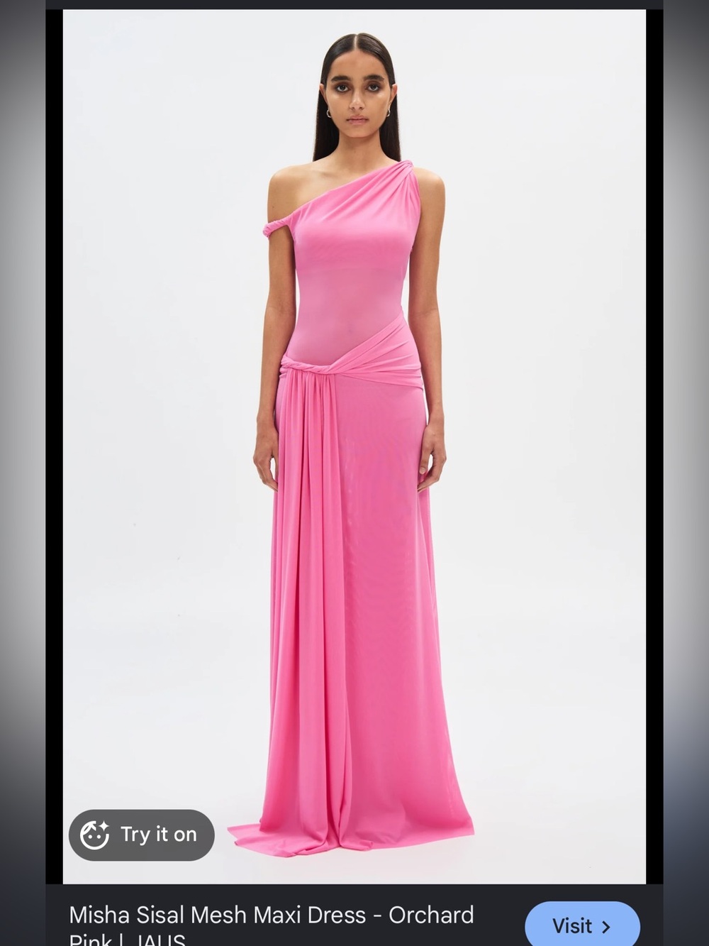 Misha Sisal One-Shoulder Orchid Pink Maxi Dress